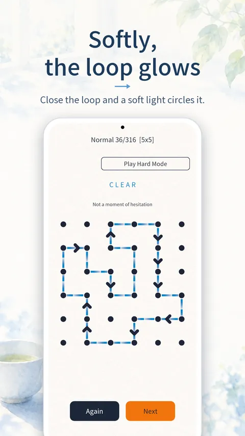 ArrowLoop screenshot: the loop is complete and a glow travels around it