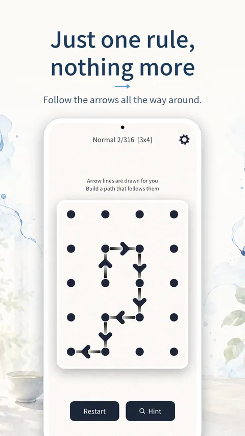 ArrowLoop screenshot: the rule: go all the way around, the way the arrows point