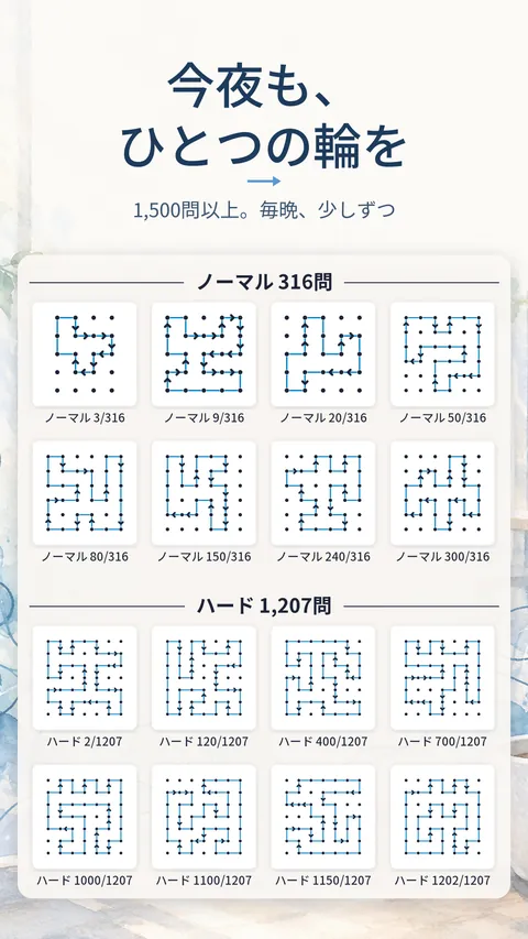 アローループの画面：ノーマルとハードの問題の一覧