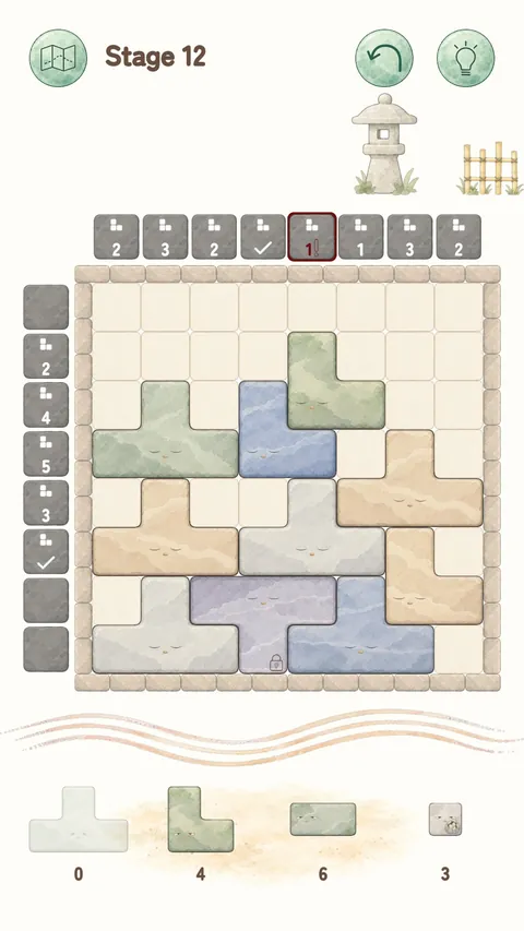 Pitile screenshot: fitting stones in the garden area